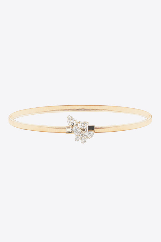 Mariposa & Rhinestone  Elastic Metal Belt