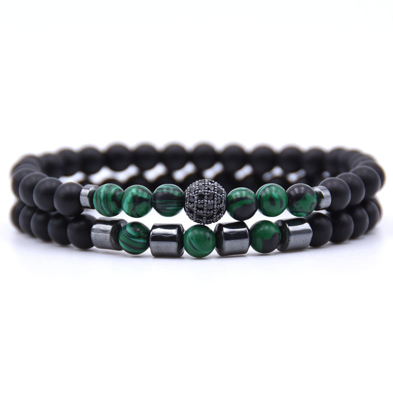 6mm Natural Stone Bracelet with Inlaid Zircon
