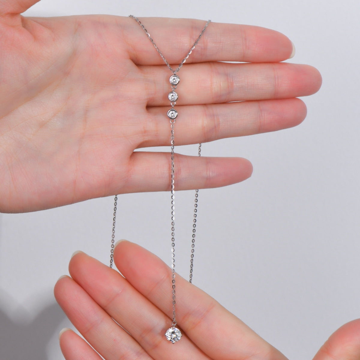 Charm & Dazzle Lariat 925 Sterling Silver Drop Necklace