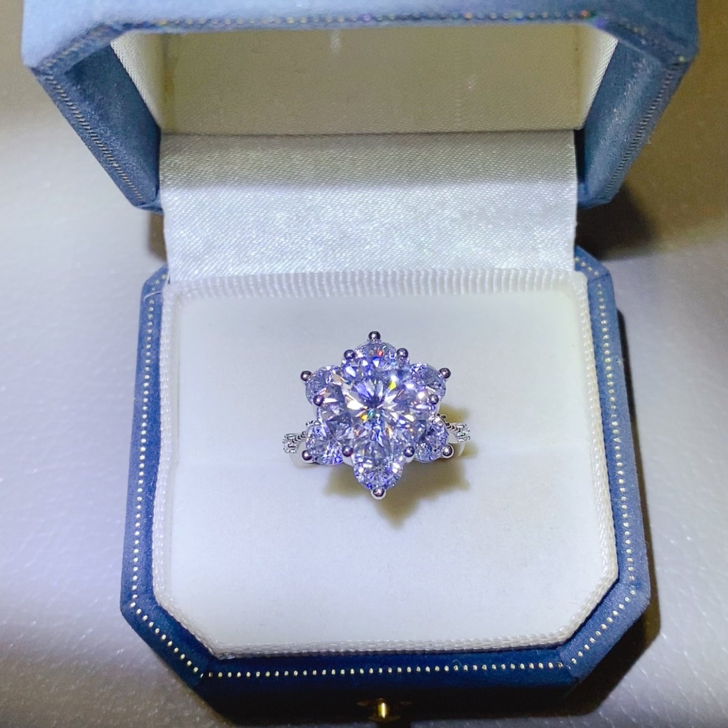 Aurora Splendor 5K Moissanite Ring in 925 Sterling Silver