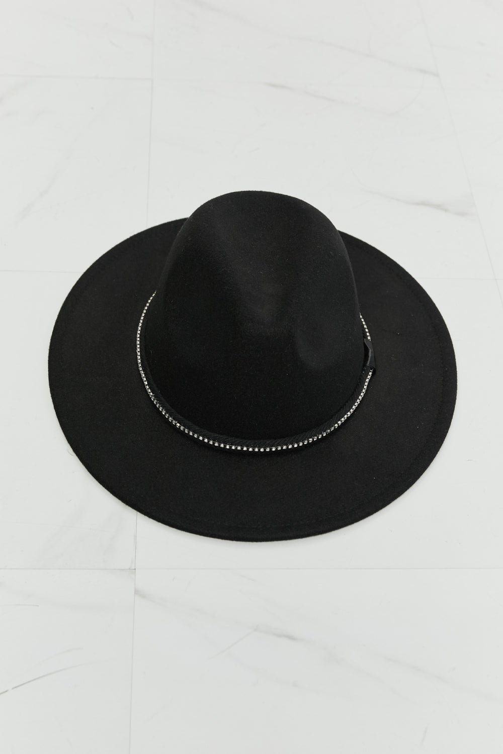 Ebony & Rhinestone Fedora Hat