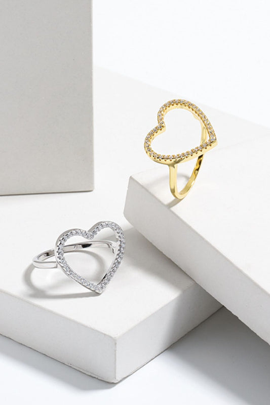Glistening Zircon Heart Ring in 925 Sterling Silver