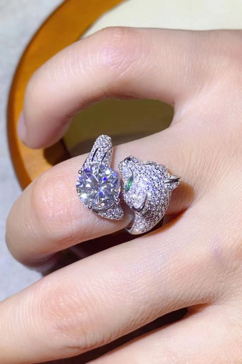 Lioness 2 Carat Red or White Moissanite Ring