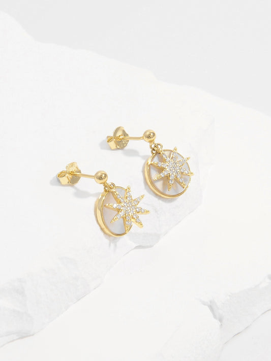 18K Gold-Plated Zircon Star Shaped Earrings