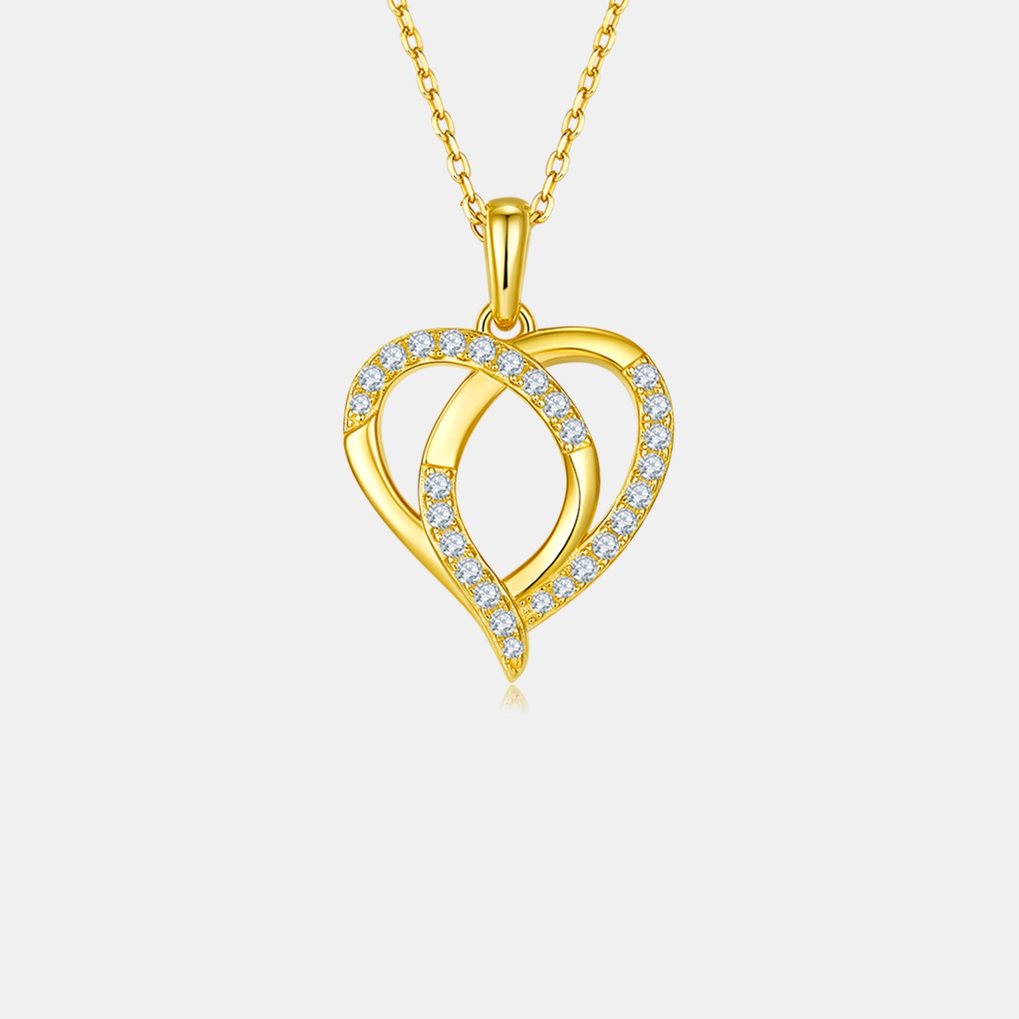 Interlocking Heart Pendant Moissanite Necklace