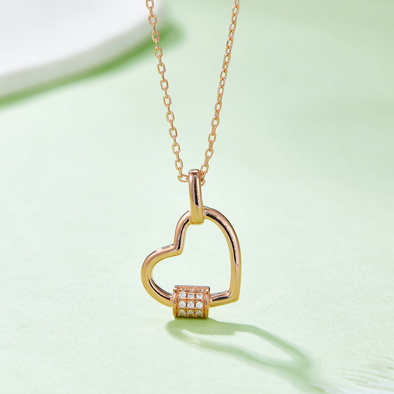 Light Heart Moissanite Pendant Necklace 925 Sterling Silver Heart Shape