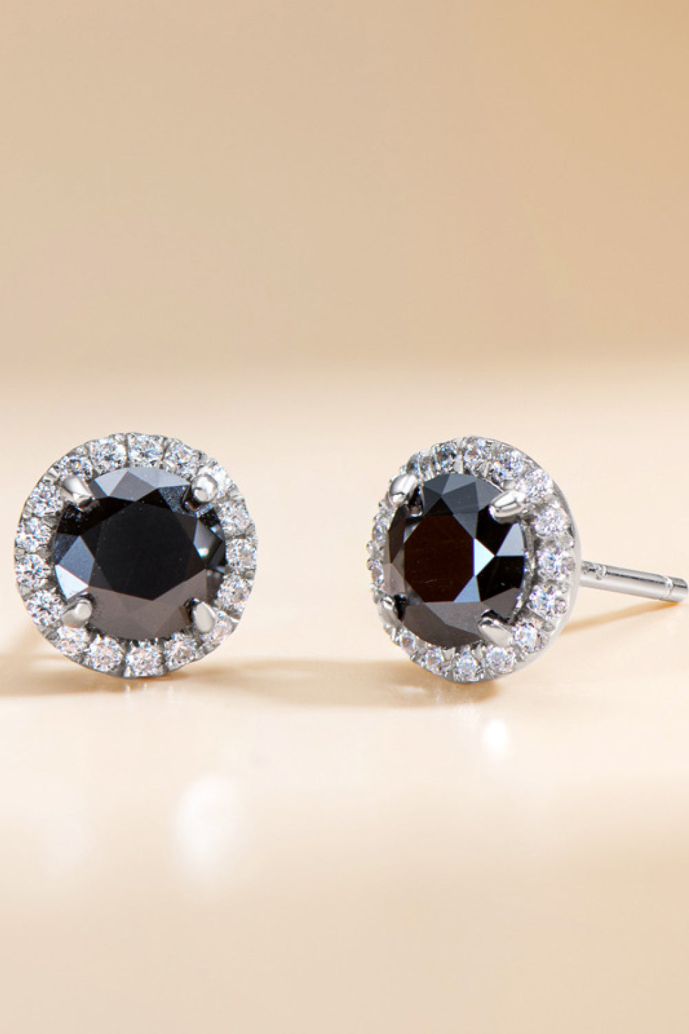 Black Moissanite Stud Earrings with Zircon Accents