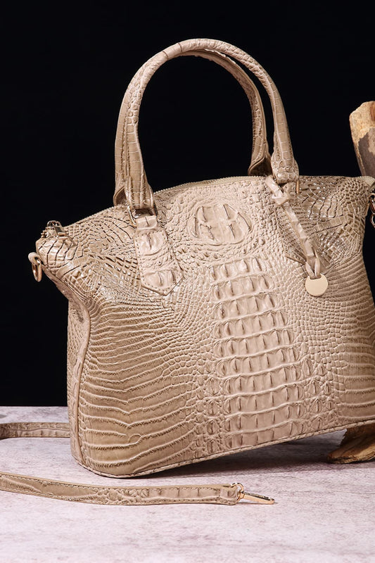 SophistiCroc Embossed Satchel Leather Handbag