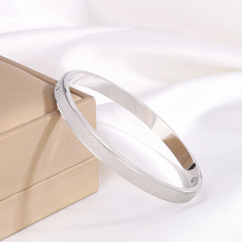 Frosted Bangle Bracelets in Titanium Steel