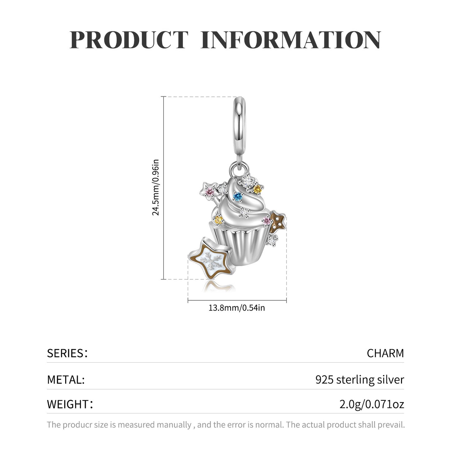Cupcake with Sprinkles Charm Bracelet Accessory