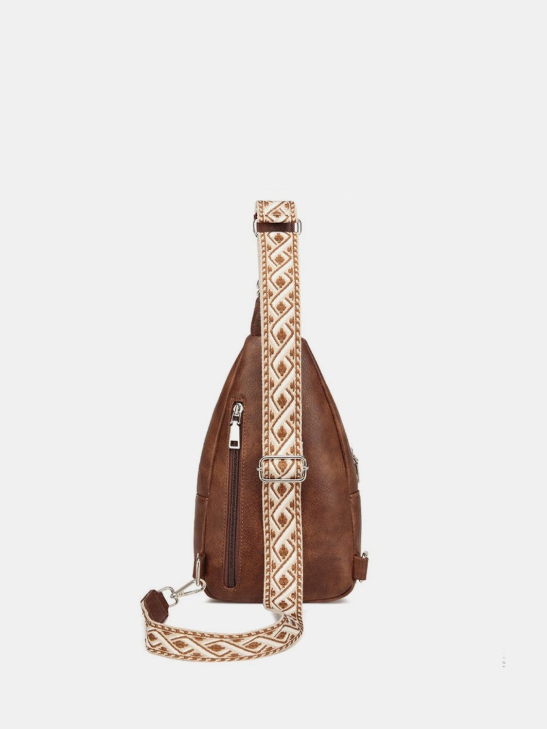 Southwest Sling PU Leather Crossbody Bag with Two Detachable Straps