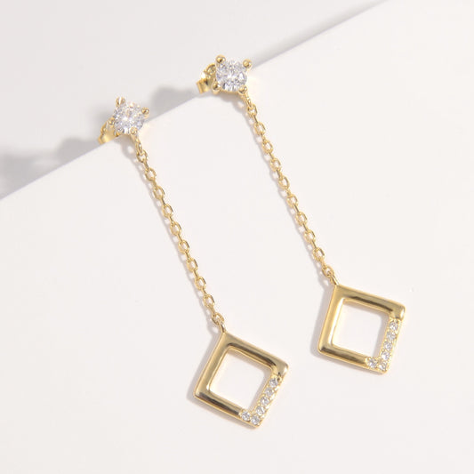 Sassy Square Inlaid Zircon Earrings