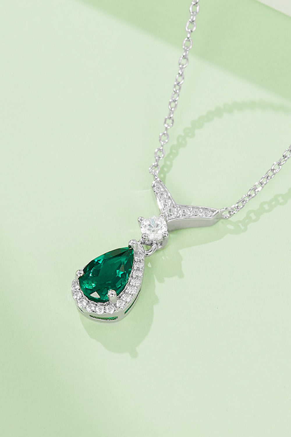 Cultured Kelly Green Moissanite Necklace