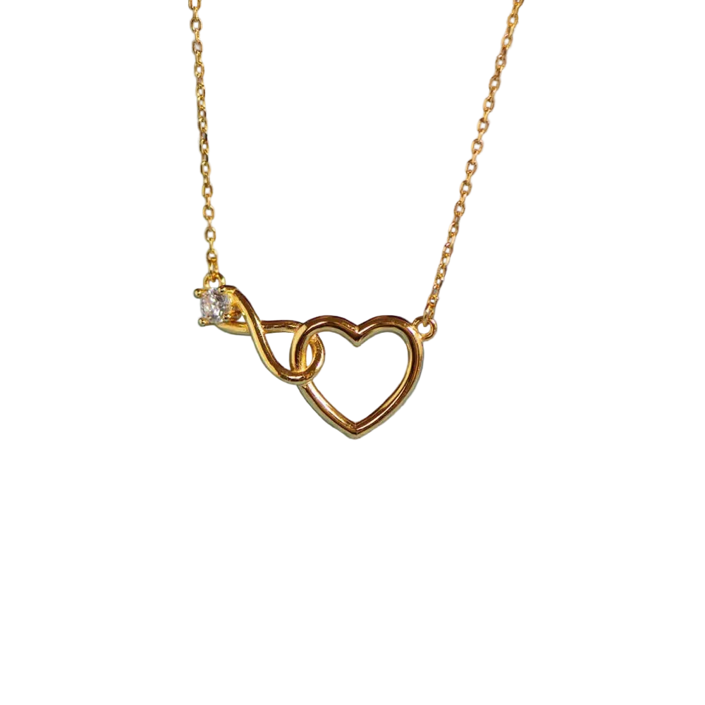 Double Heart Pendant Necklace | 18K Gold-Plated Sterling Silver | Zircon Love Necklace