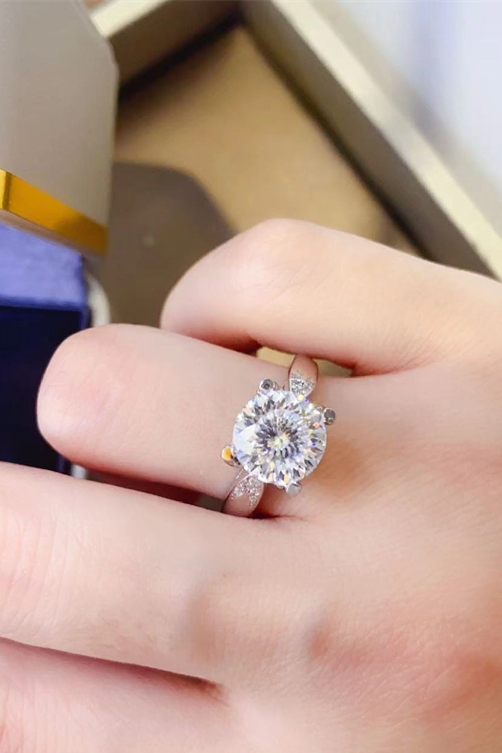 Brilliant Halo Moissanite Ring