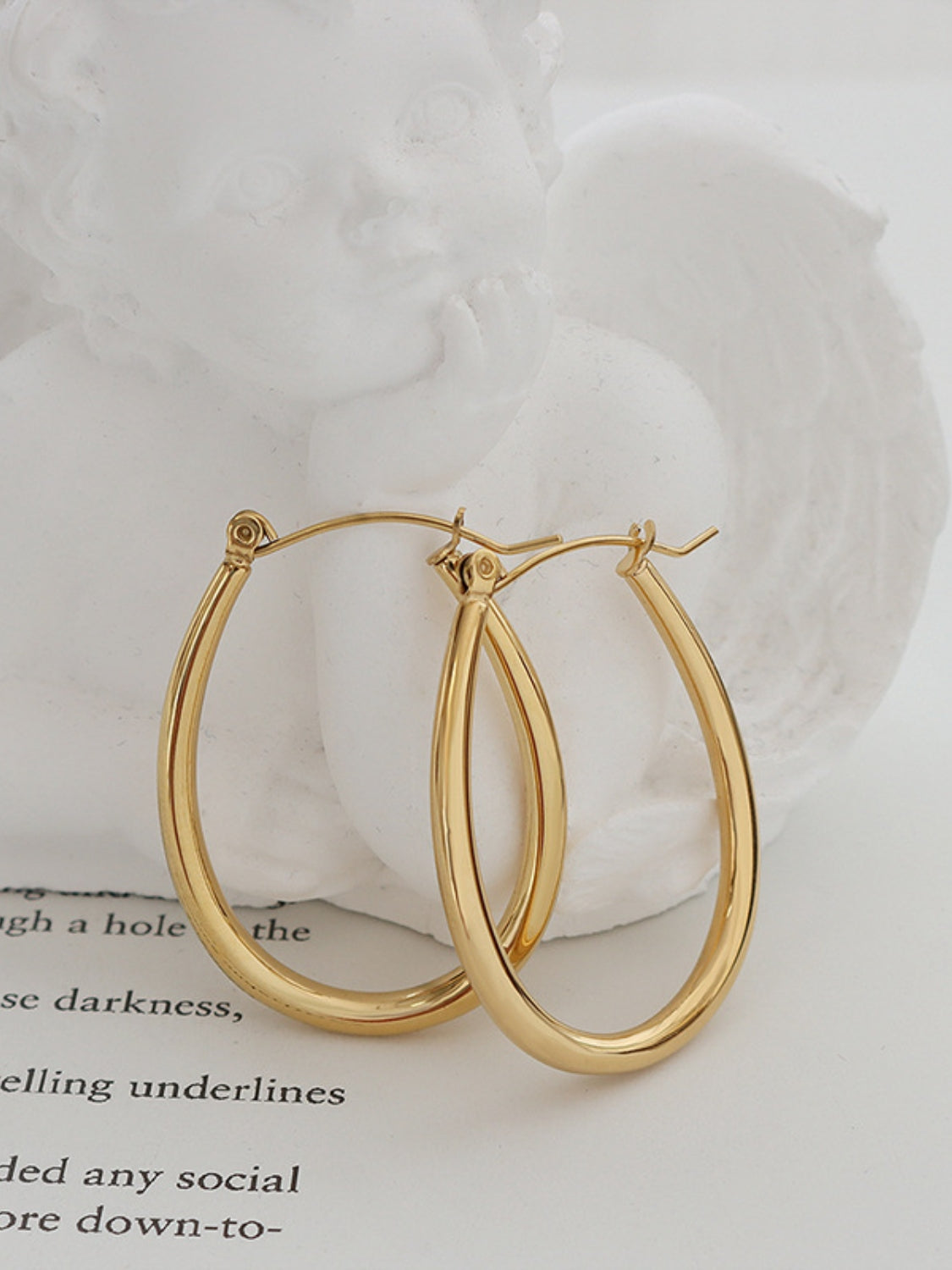 18K Gold-Plated Oval  Earrings