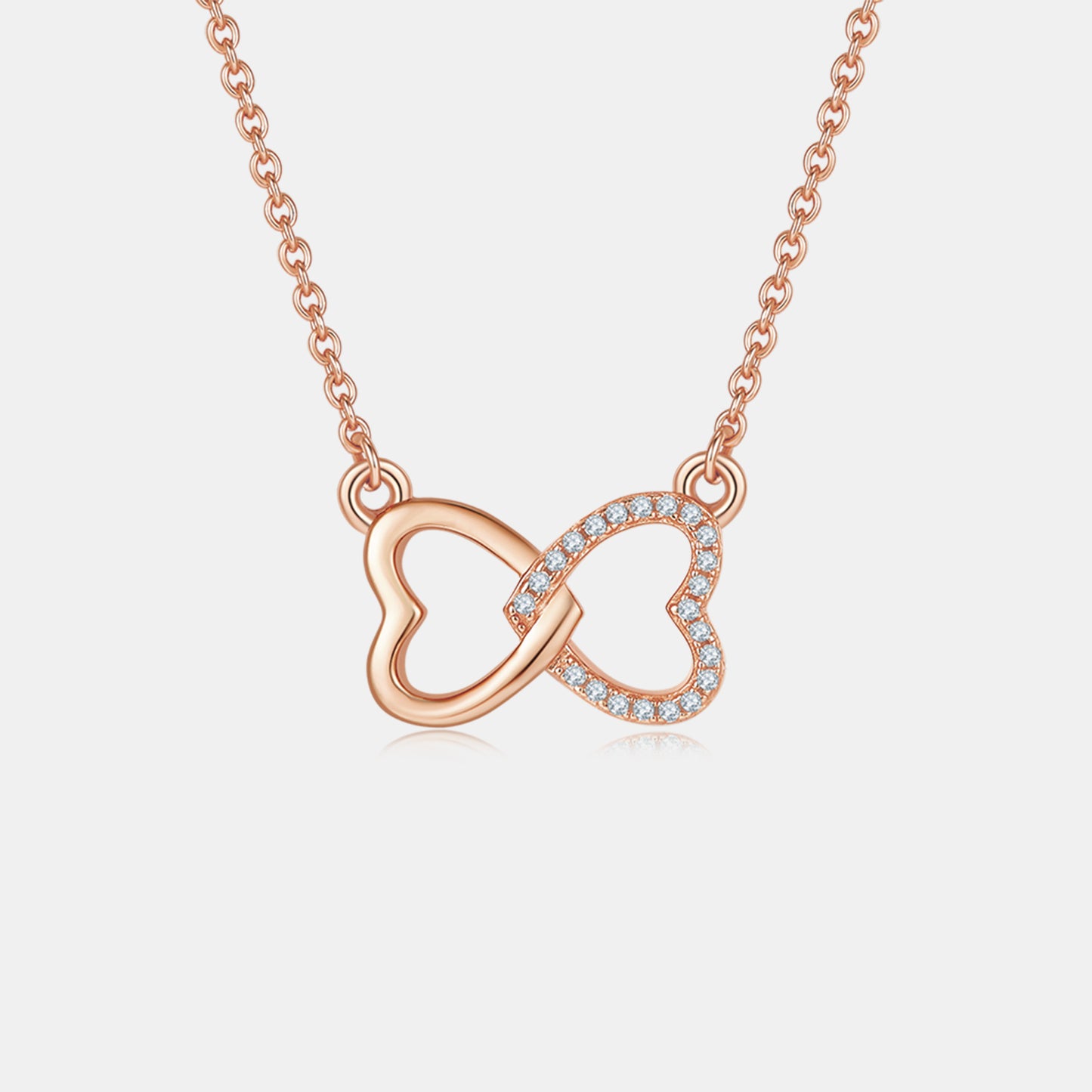 Heart Connection Necklace 925 Sterling Silver with Moissanite