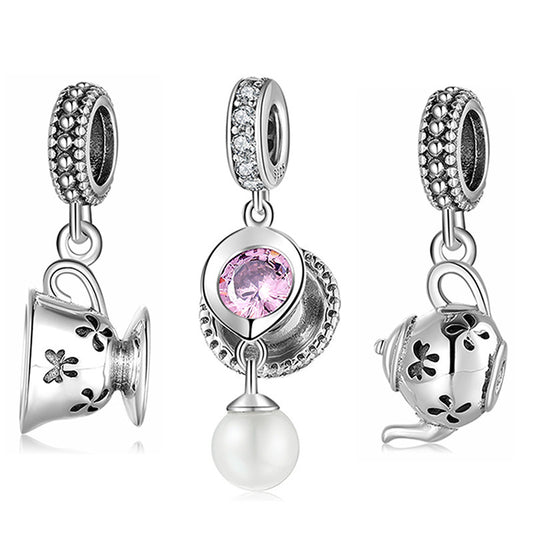 S925 Sterling Silver Tea Set  Charm Series