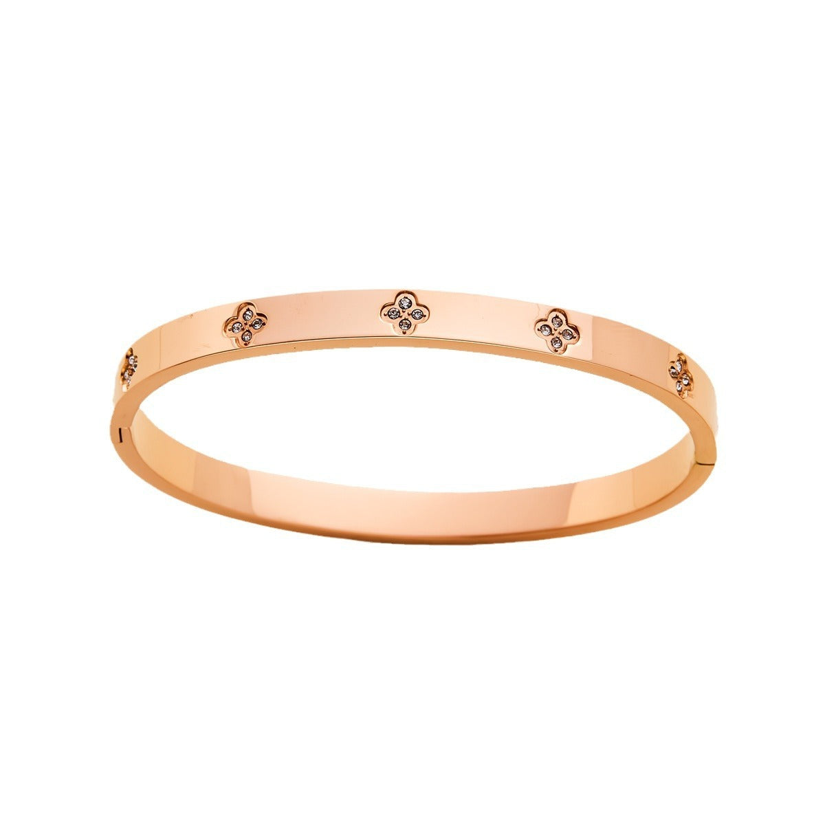 Charm & Dazzle Clover Hinged Bangle Bracelet
