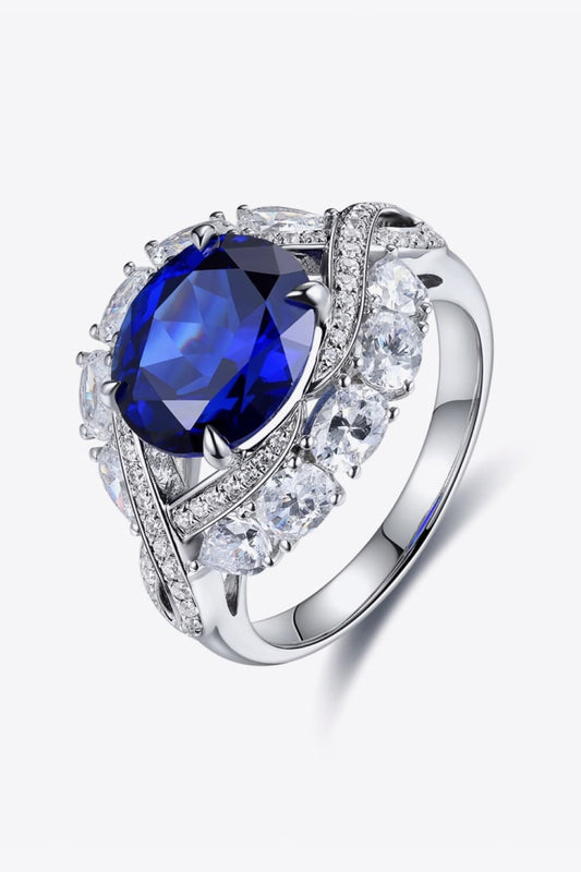 5K Cultivated Sapphire Platinum-Plated Ring