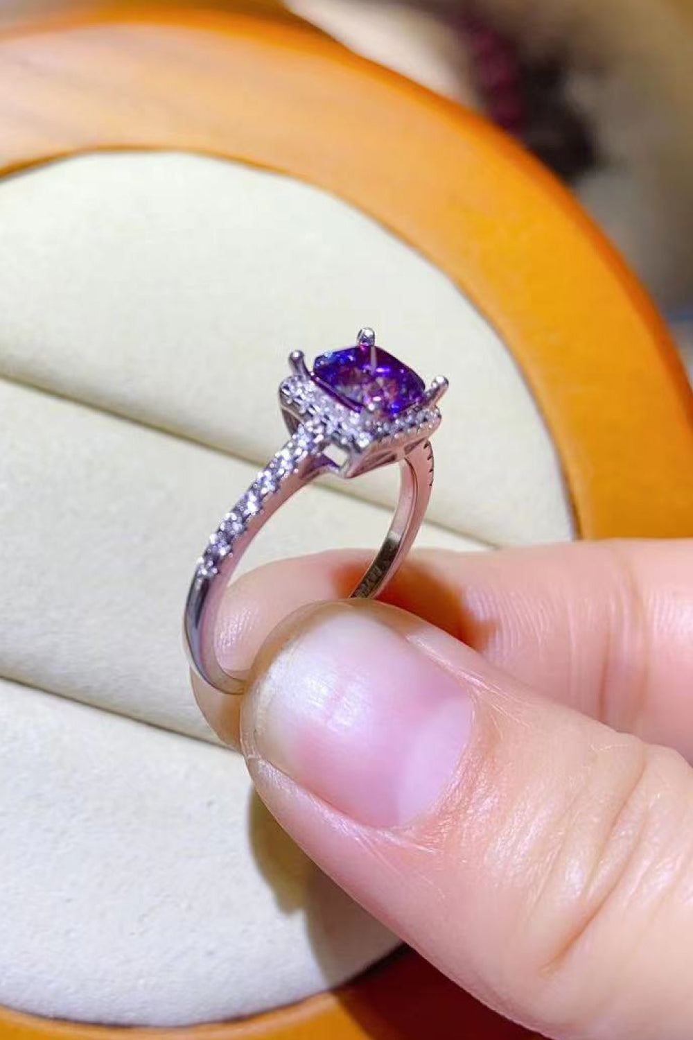 Majestic Violet Haze Moissanite Platinum-Plated Ring