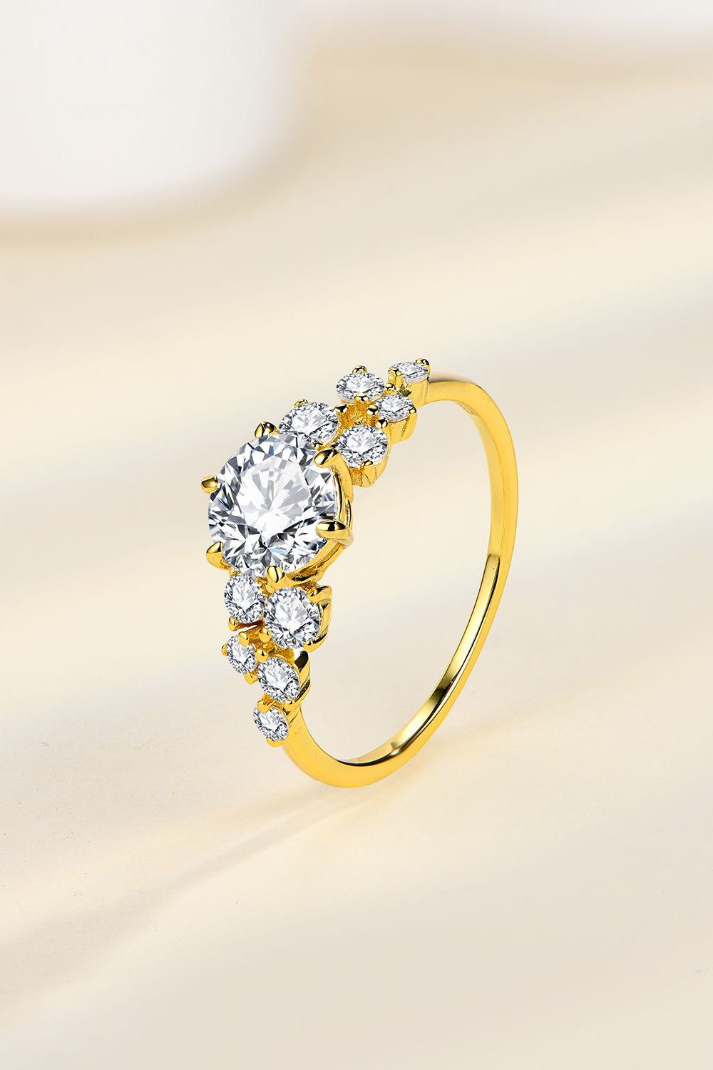 Golden Crest Moissanite Ring 925 Sterling Silver with 14K Gold Plating