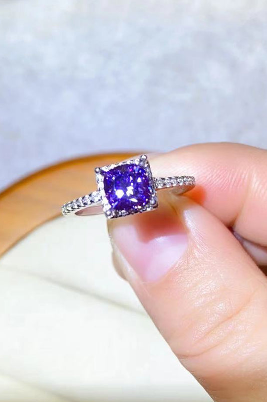 Majestic Violet Haze Moissanite Platinum-Plated Ring