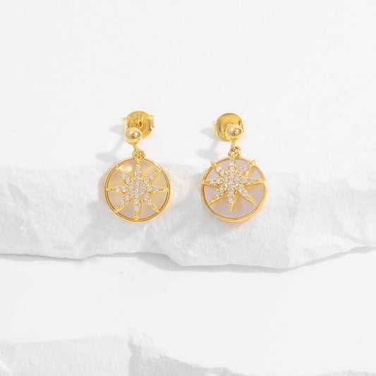 18K Gold-Plated Zircon Star Shaped Earrings