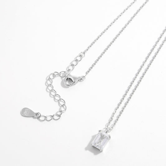Gracelyn Emerald Cut Zircon Necklace 925 Sterling Silver