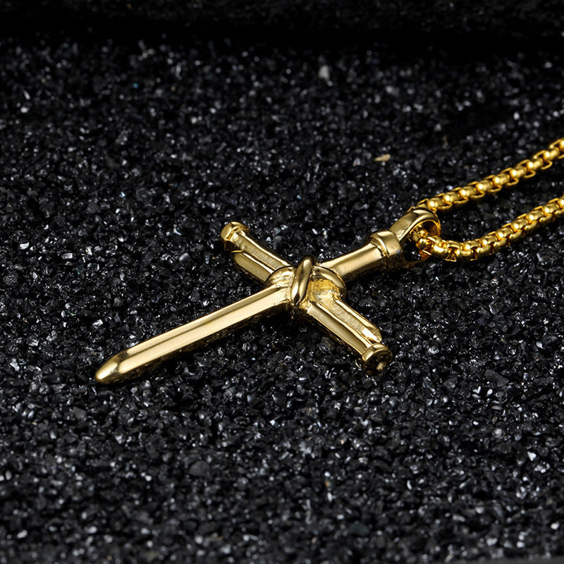 Stainless Steel Nail Cross Pendant Necklace