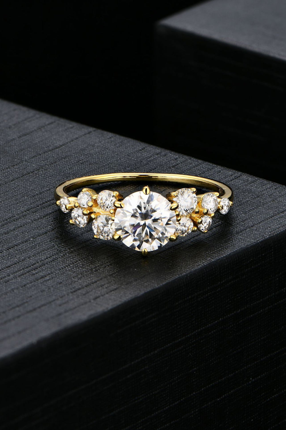 Golden Crest Moissanite Ring 925 Sterling Silver with 14K Gold Plating