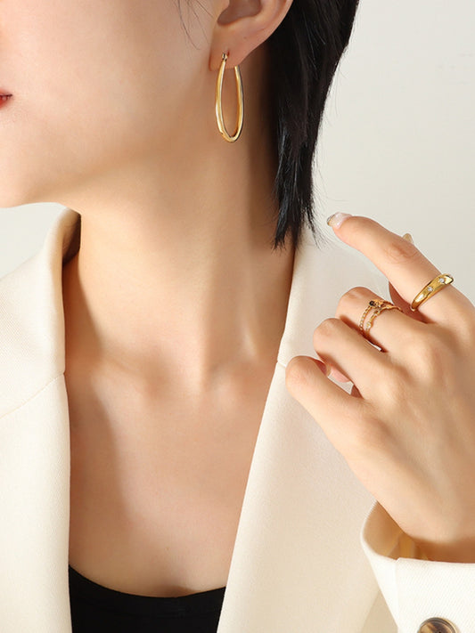 18K Gold-Plated Oval  Earrings