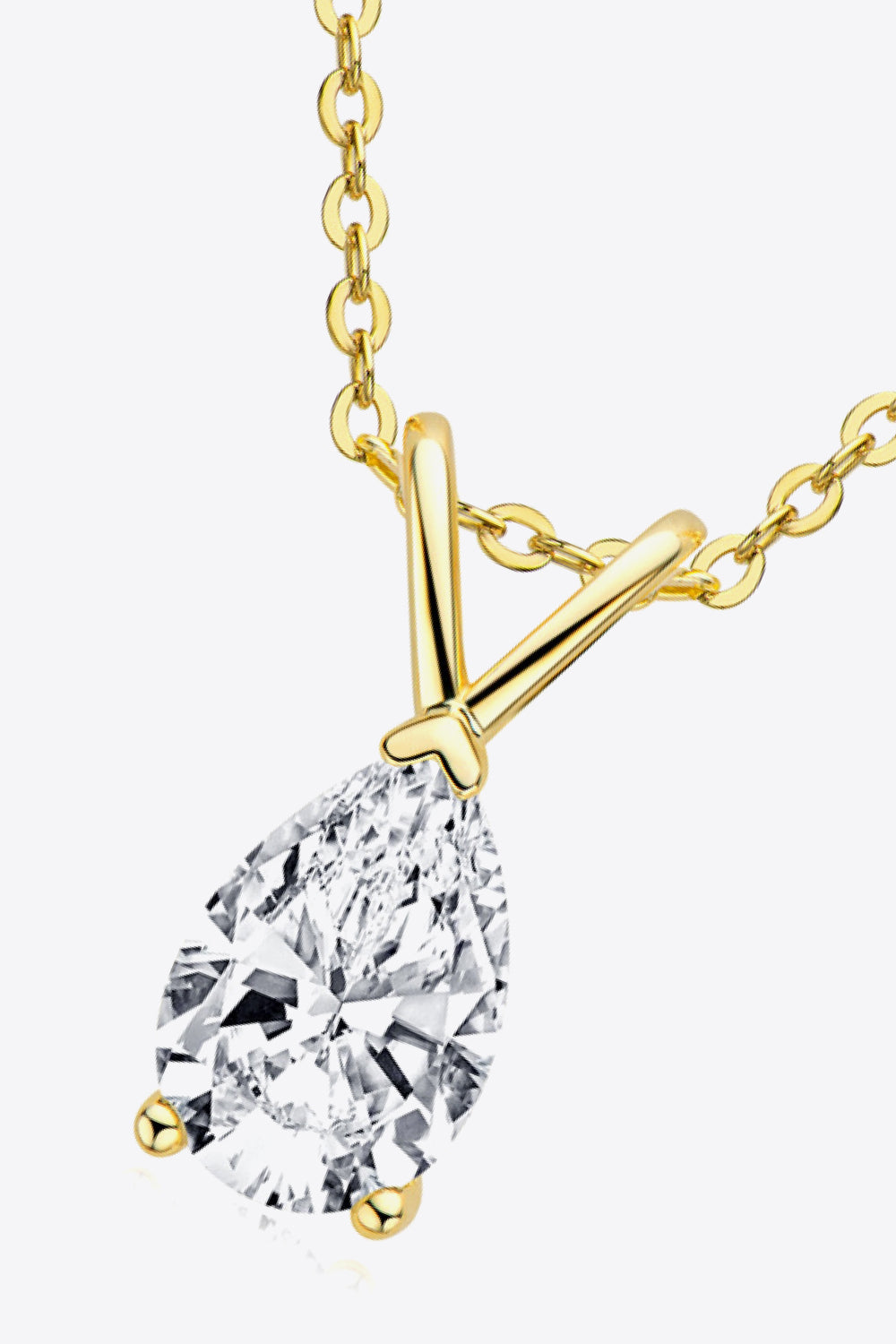 Teardrop Solitaire Moissanite Pendant 925 Sterling Silver Necklace