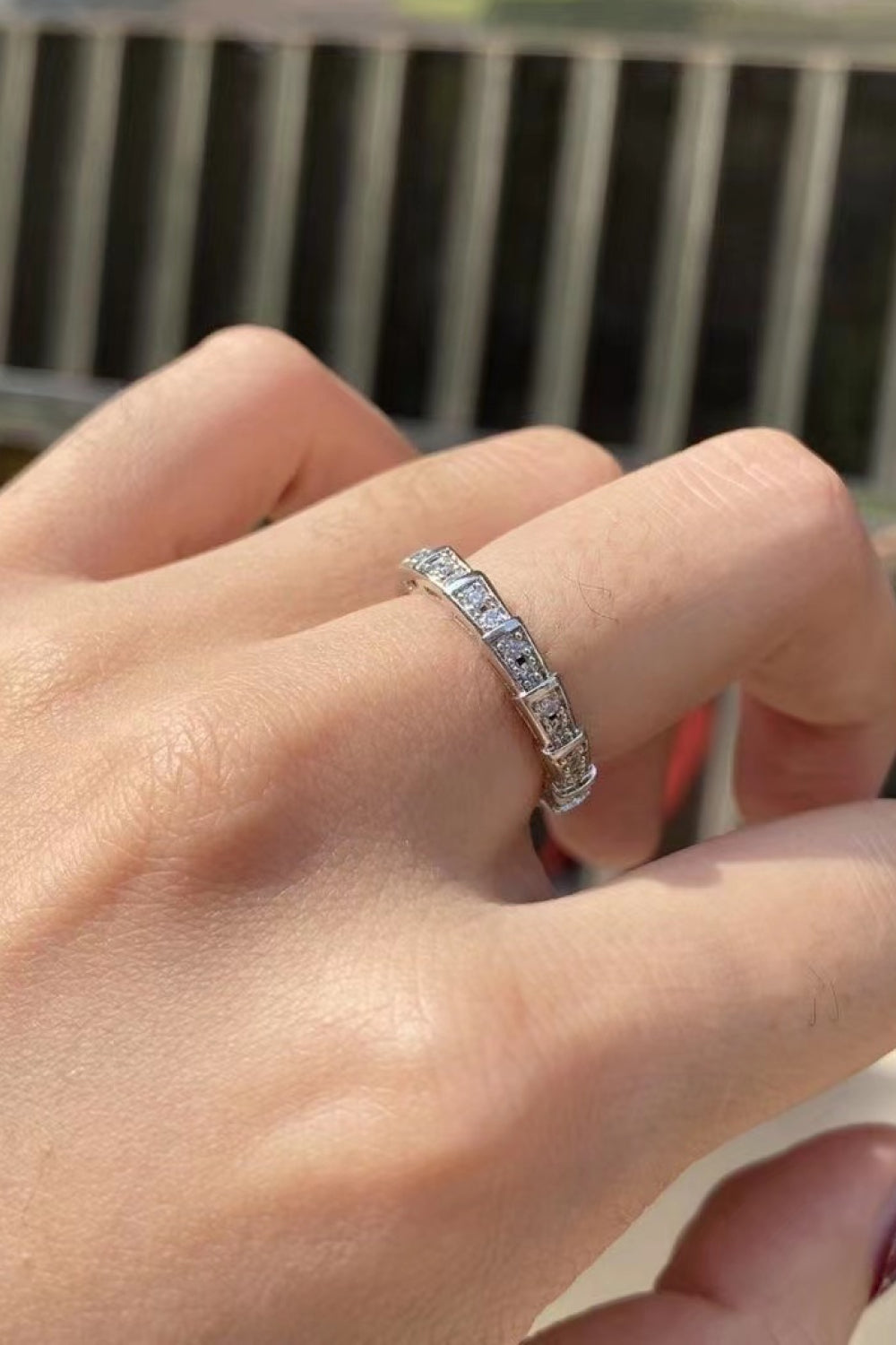3K Moissanite Platinum-Plated Eternity Band