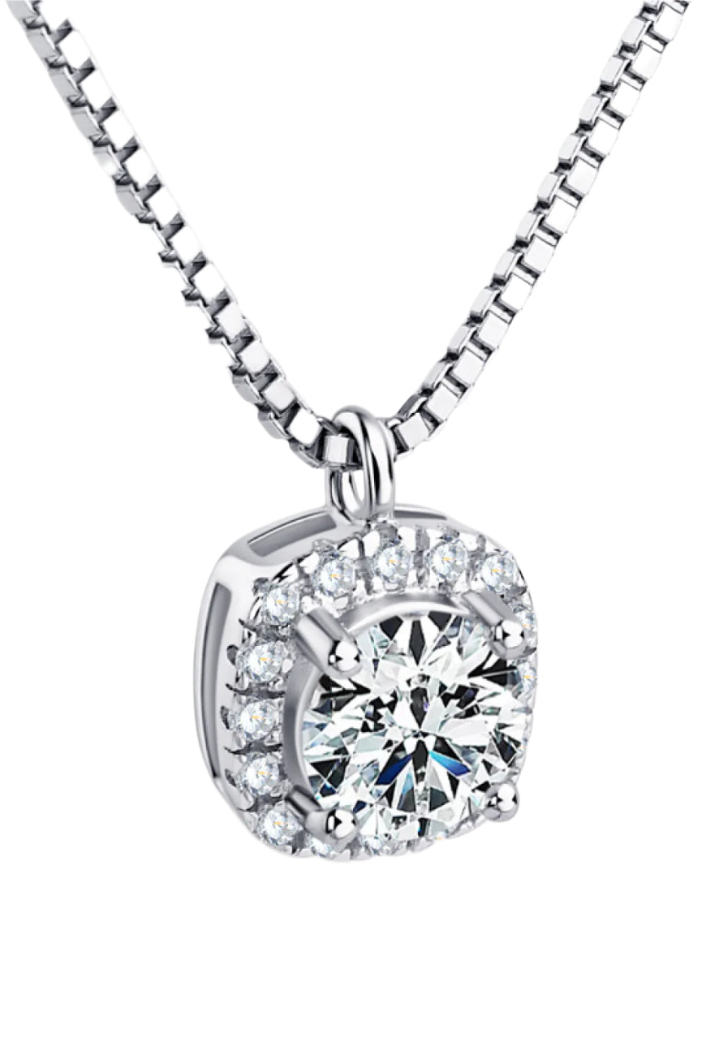 Luminous Moissanite Platinum-Plated Pendant Necklace