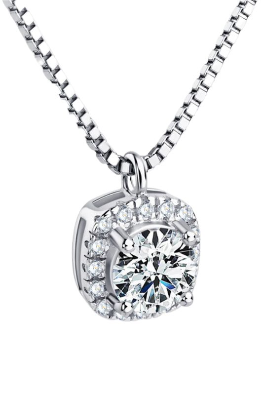 Luminous Moissanite Platinum-Plated Pendant Necklace