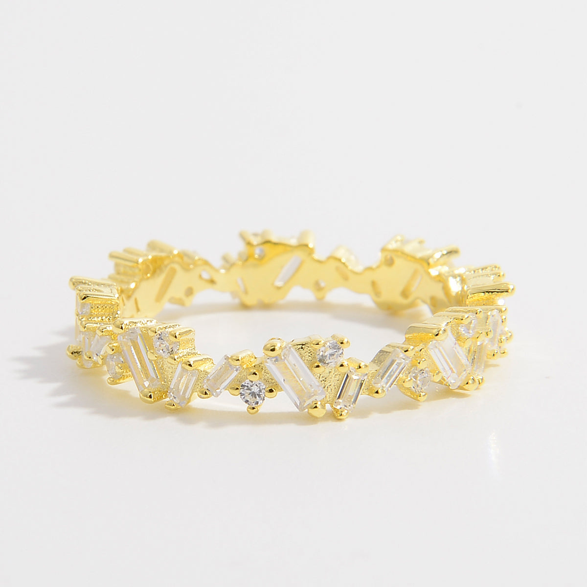 Prism Perfection 925 Sterling Silver Inlaid Zircon Ring