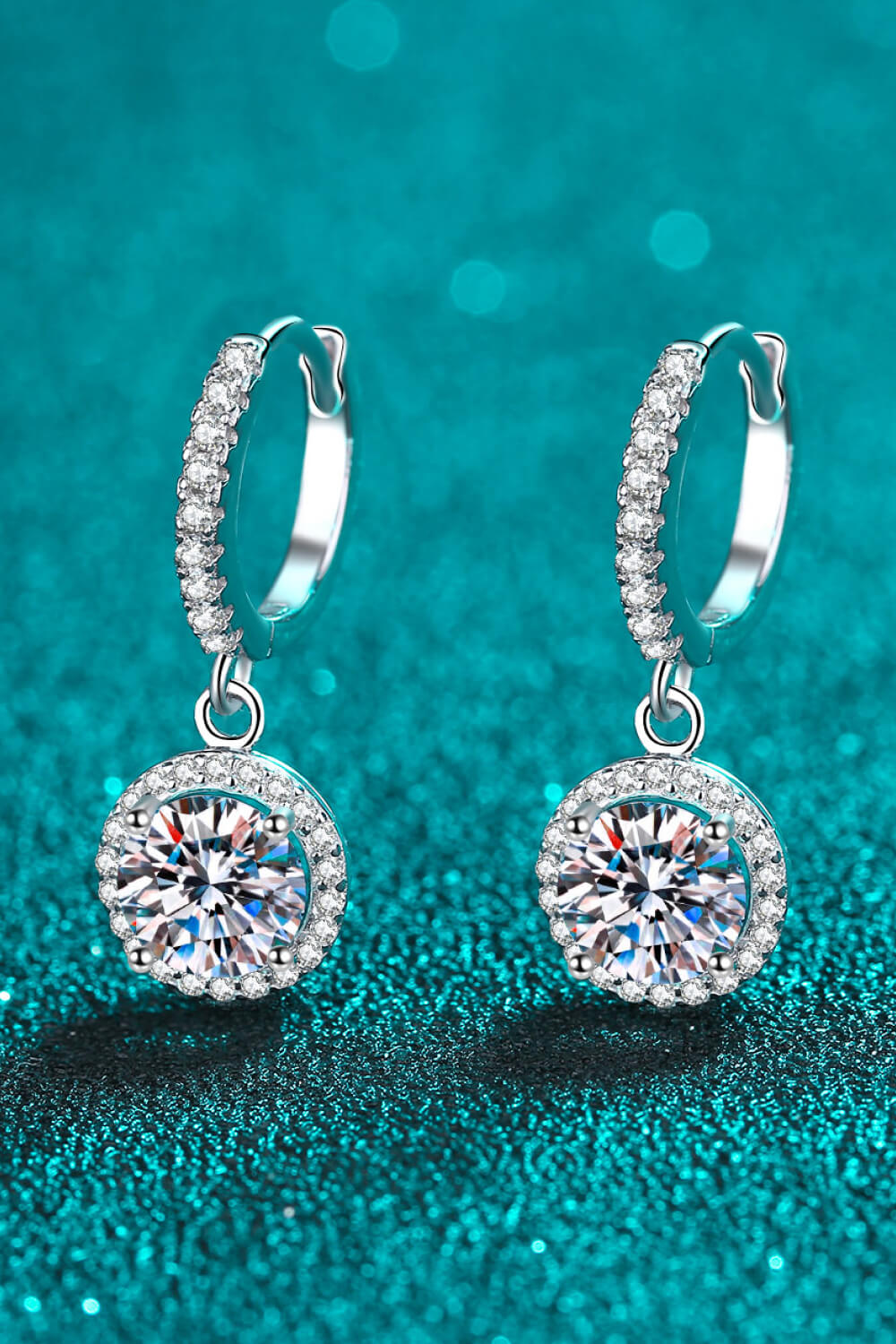 2K Moissanite Round Cut Drop Earrings