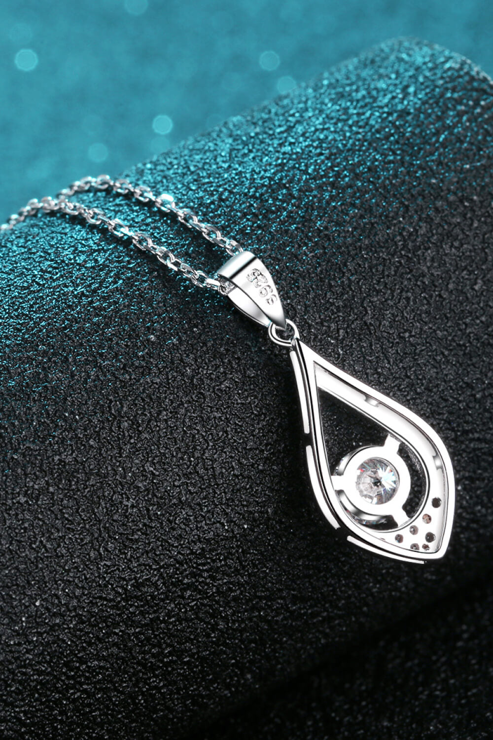 Glamorous Teardrop Pendant Necklace 1/2 Carat Moissanite