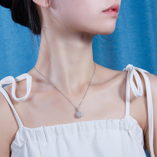 Midnight Blossom Necklace -  1K Moissanite S925 and Platinum Plating