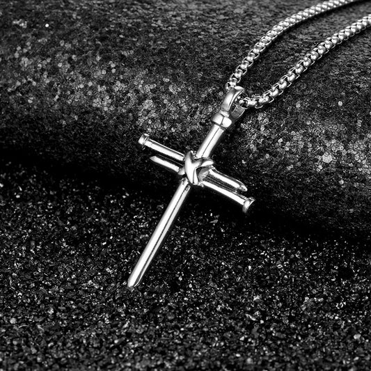 Stainless Steel Nail Cross Pendant Necklace