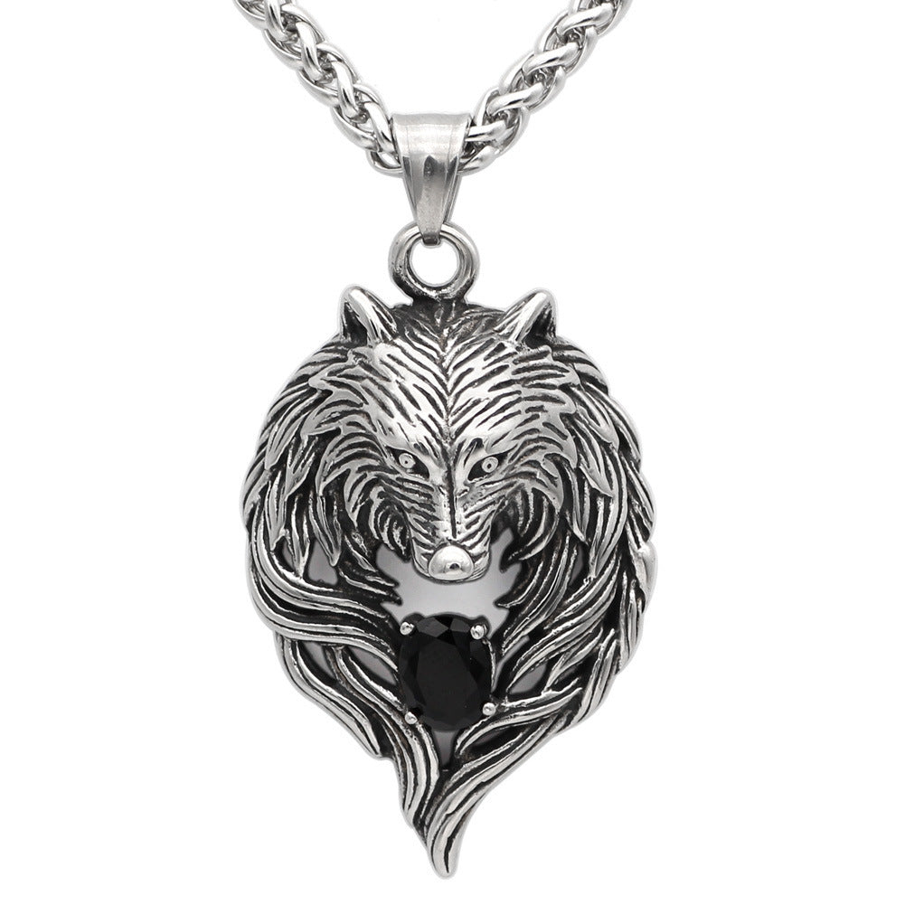 Celtic Wolf Titanium Steel Pendant Necklace