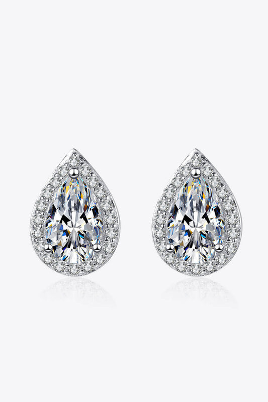 No Tears Moissanite Teardrop Stud Earrings