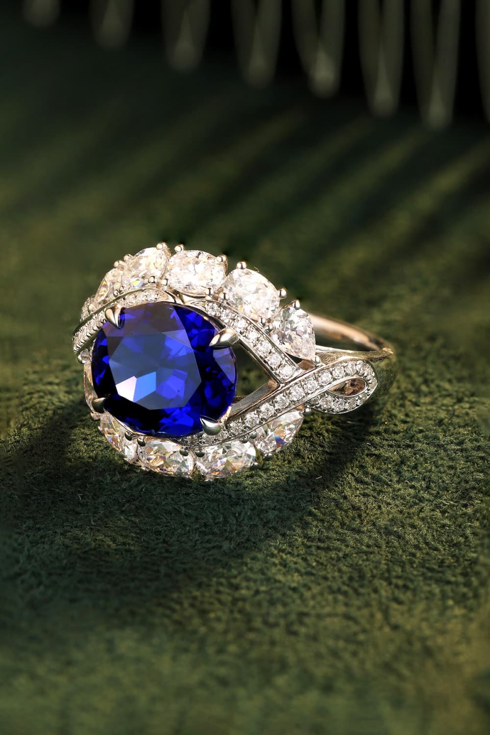 5K Cultivated Sapphire Platinum-Plated Ring