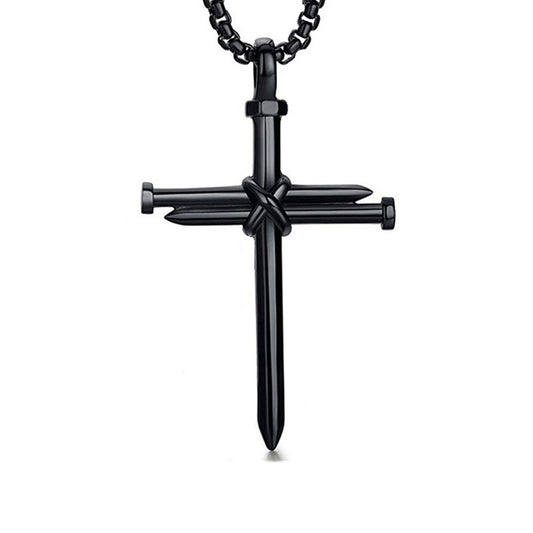 Stainless Steel Nail Cross Pendant Necklace