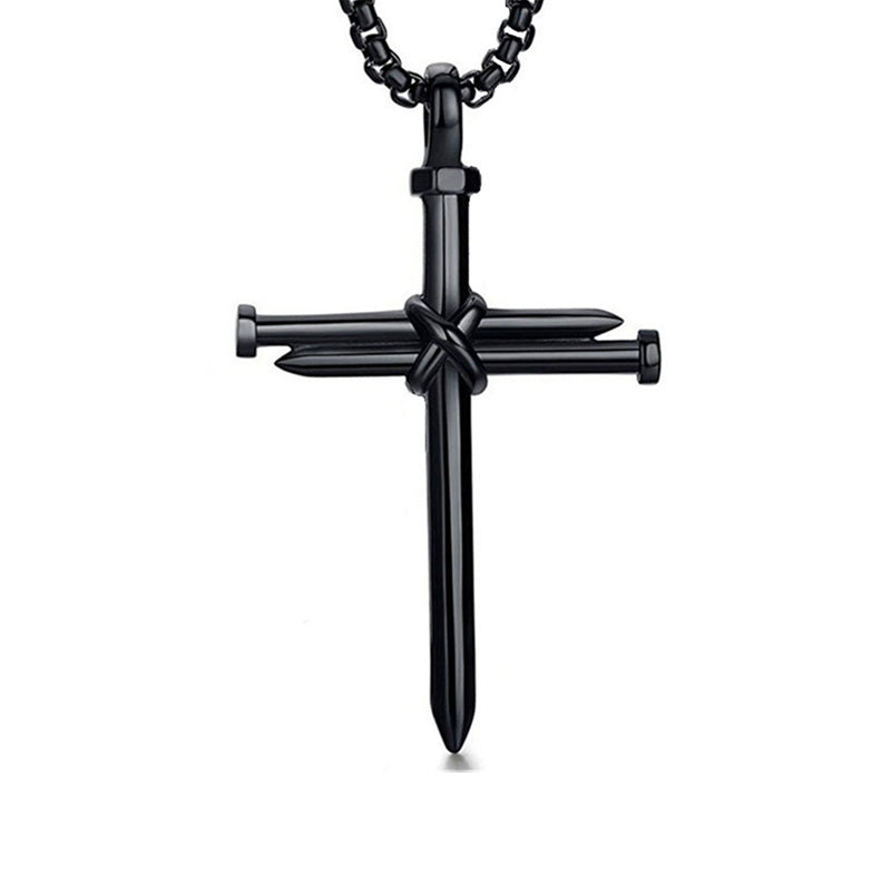 Stainless Steel Nail Cross Pendant Necklace