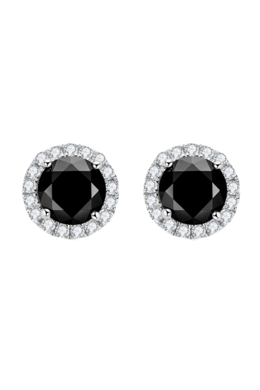 Black Moissanite Stud Earrings with Zircon Accents
