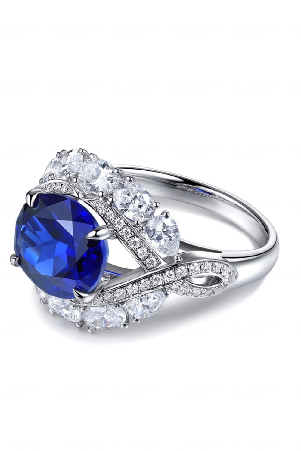 5K Cultivated Sapphire Platinum-Plated Ring