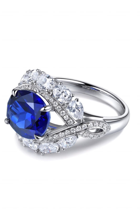 5K Cultivated Sapphire Platinum-Plated Ring