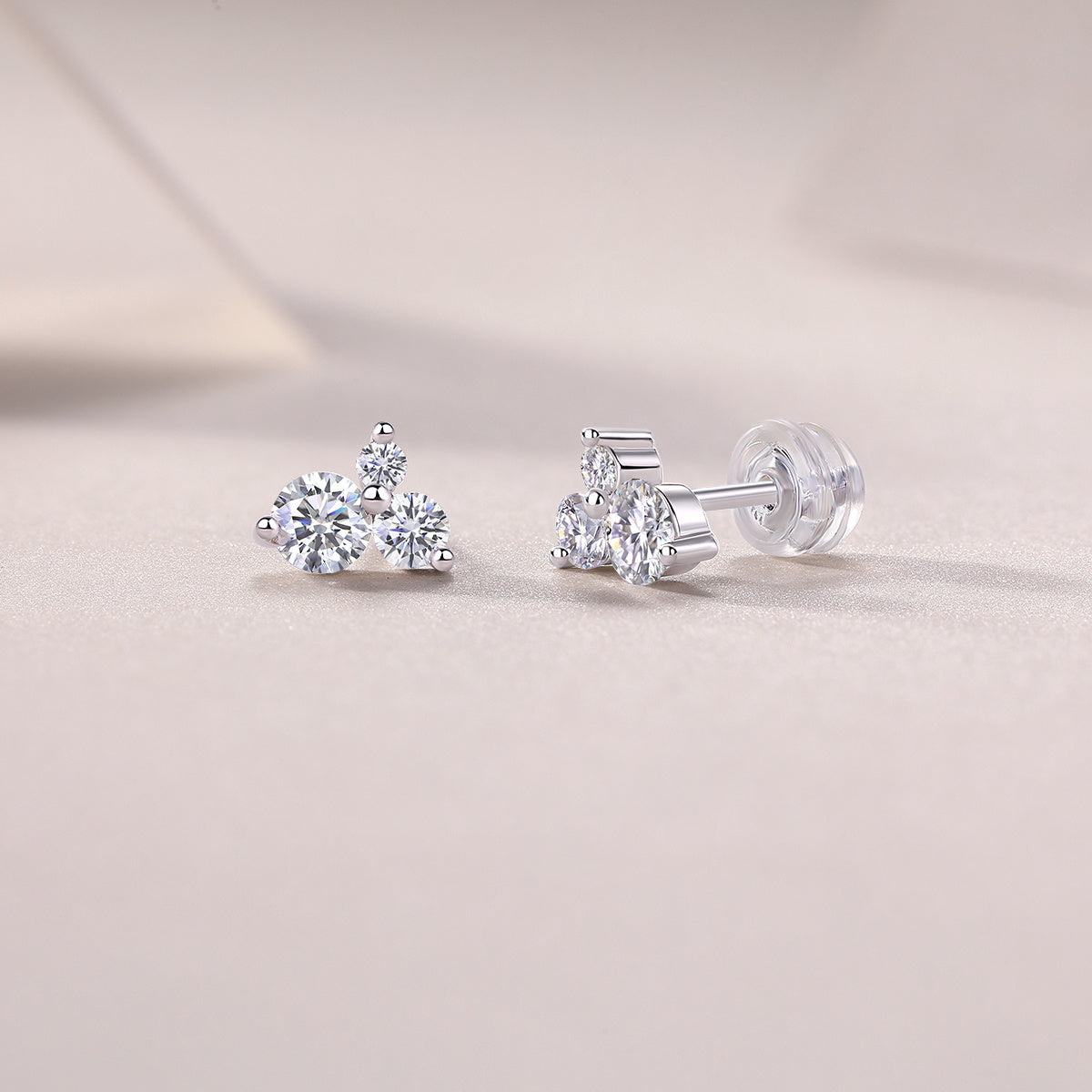 Trinity Cluster Moissanite Earrings